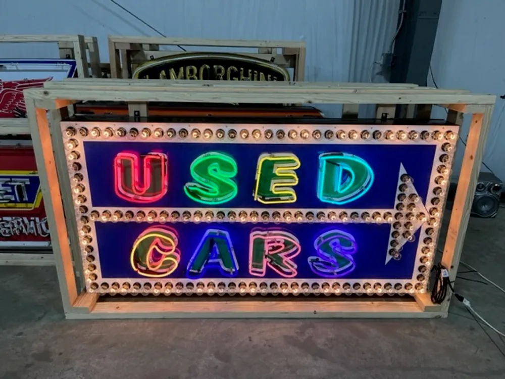 MarketPlace: Used Cars Neon Sign With Arrow