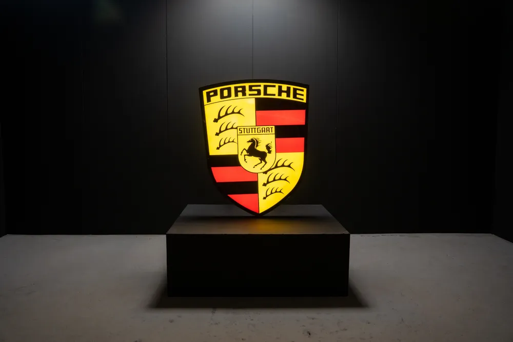 2000s Illuminated Porsche Crest Dealership Sign