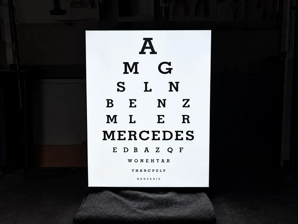 MarketPlace: Illuminated Mercedes-Benz Eye Chart Sign