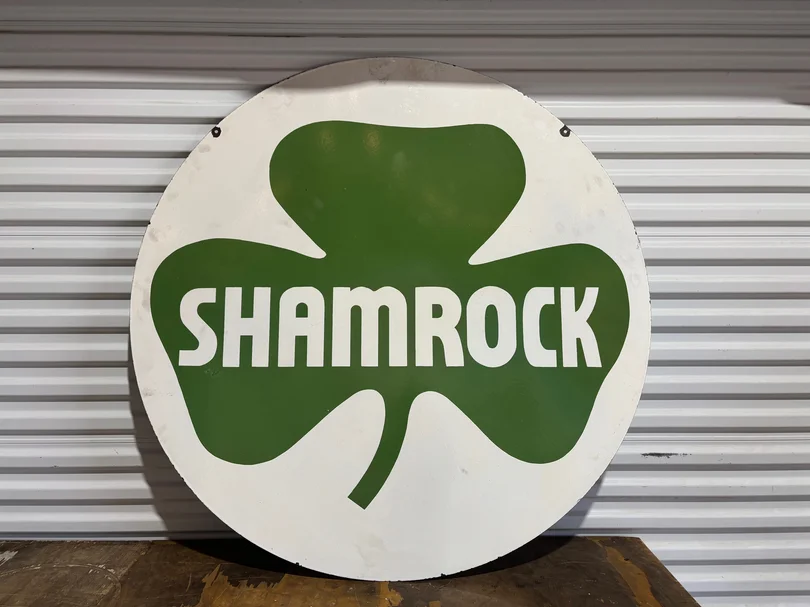 MarketPlace: Shamrock Oil Clover Leaf Double-sided Porcelain Style Sign